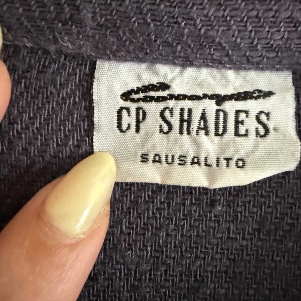 CP Shades 90s Vintage Aubergine Purple Button down Linen Rayon Band Collar Top L - Picture 3 of 8